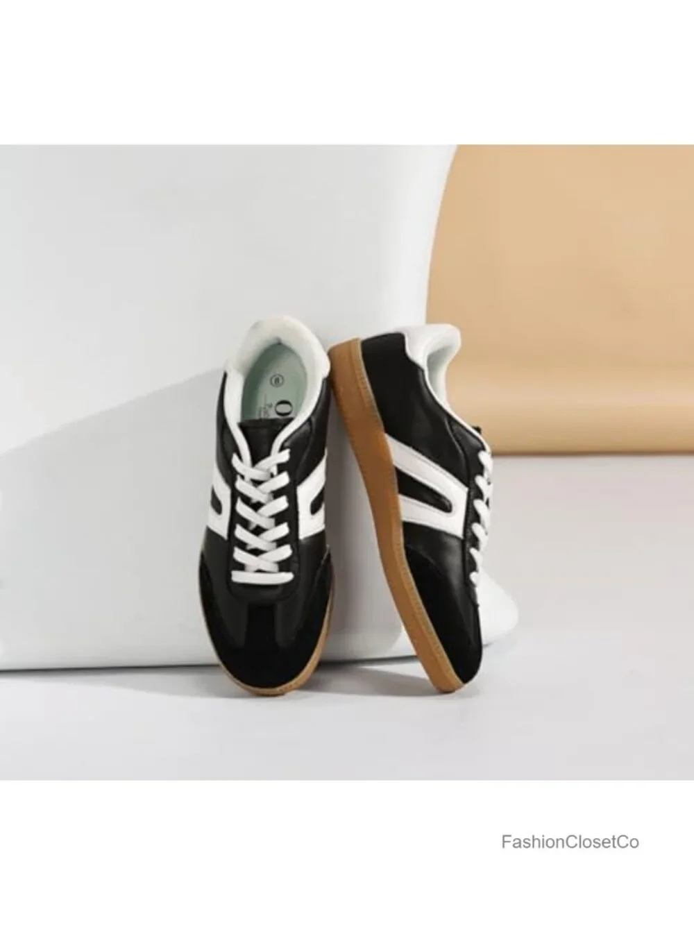 Lace Detail Retro Walking Shoes - Gum Sole Casual Tennis - Anti Slip Trainers